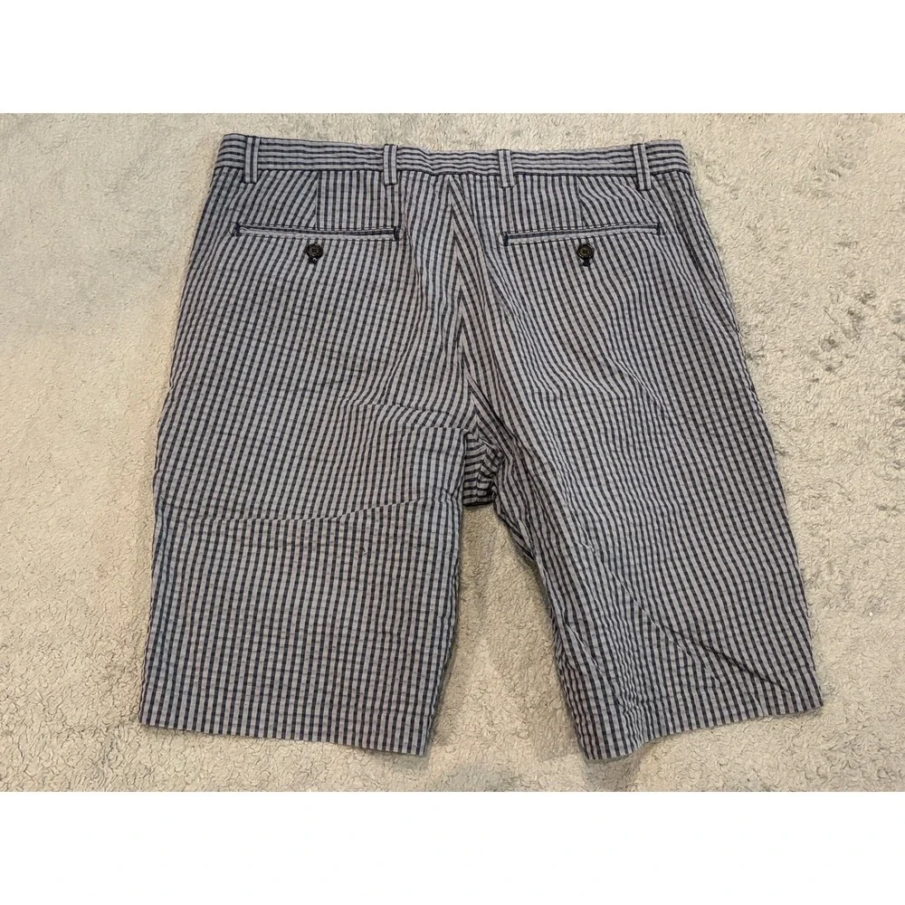 Banana Republic Emerson Shorts Mens 34 Blue Gingham Check Cotton Flat Front 10